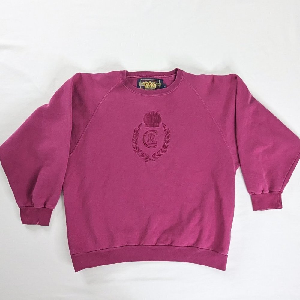 VTG Chaps Ralph Lauren Embroidered Pink Burgundy Crown Crewneck Sweatshirt